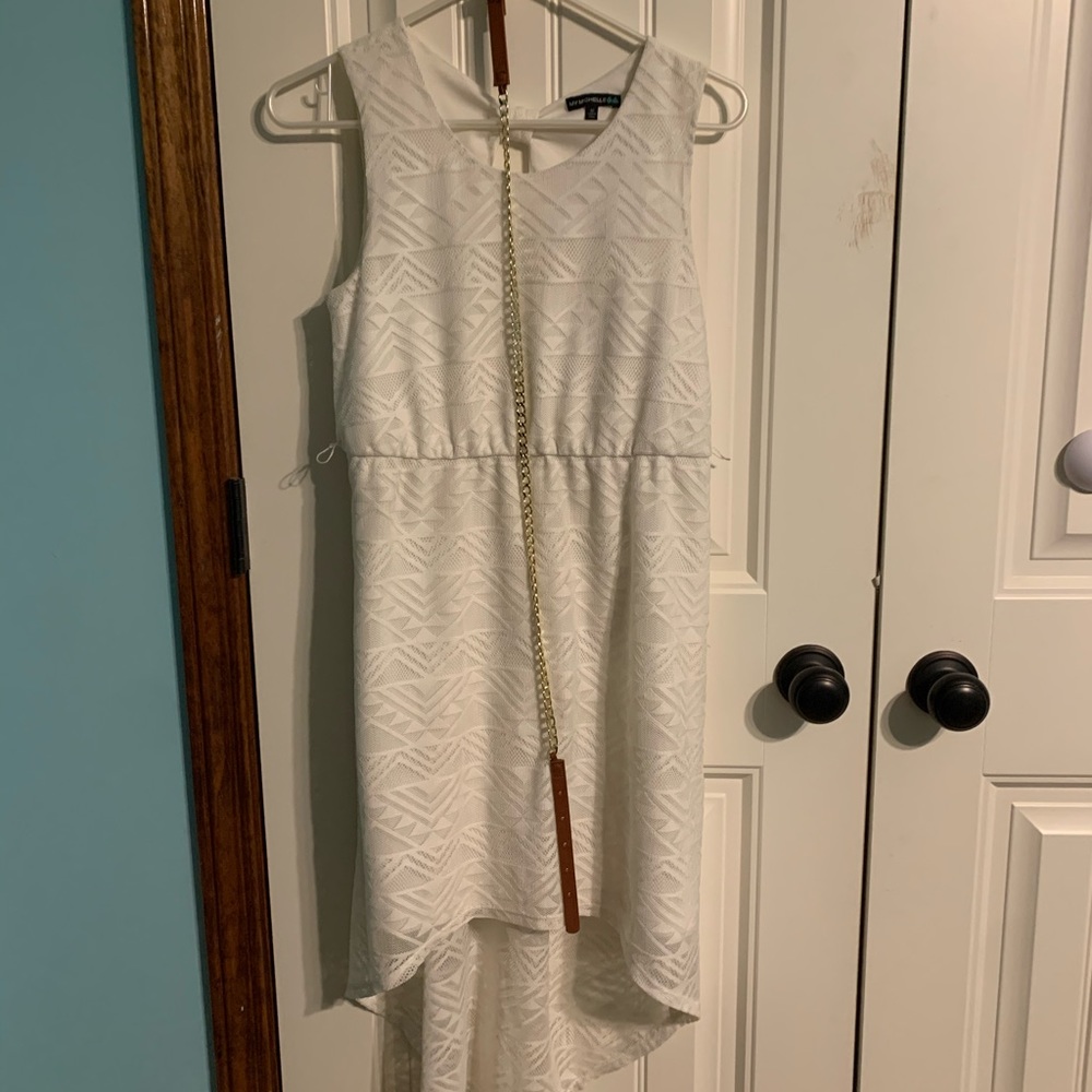 White Dress with Brown and Gold belt